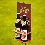 GARTENSTECKER 'PROST' EDEL- ROST | Getränke- Halter & Grillbesteck- Halter | Großer Gartenstab Gartenschild Feunde Bier Flaschen Gartendeko
