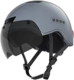 Fahrradhelm Bluetooth Smart Helm mit Fahrrekorder und LED-Rücklichtfunktion mit Blinkern Abnehmbare Sonnenblende mit Fahrradhelm für Erwachsene (grau)