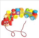 Lalia Nachzieh Holzspielzeug Zug Motorik Spielzeug, Nachziehtier bunt, aus Holz, Geschenk für Kinder Motorik Spielzeug, bunt Holz Spielzeug 2+ Kinder Kleinkinder (Lokomotive)