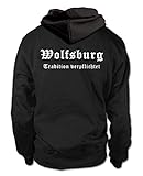 shirtloge - Wolfsburg - Tradition verpflichtet - Fussball Fan Kapuzenpullover Hoodie - Größe L