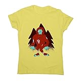 Graphic Gear Damen T-Shirt Zombie Bigfoot Funny Gr. Large, gelb