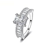 Focisa Ring Ringe Rings Bijouterie Gold/Silber Kupfer Luxus Verlobungs Ehering Krappenset Rechteck Damen Kristallring 8 Silber