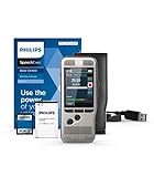 Philips Pocket Memo Digitales Diktiergerät DPM7000 Schiebeschalter-Bedienung, 2 Mikrofone für Stereo-Tonaufnahmen, Farbdisplay, Edelstahlgehäuse, inkl. Diktiersoftware SpeechExec Basic 2-Jahres-ABO