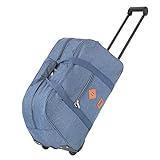 TravelZ Hipster Reisetasche mit Rollen - Rollentasche 51 Liter - Polyester (blau)