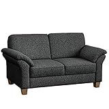 CAVADORE 2-Sitzer Byrum / Große 2er-Couch im Landhausstil mit Federkern / Passend zur edlen Sofagarnitur Byrum / 156 x 87 x 88 / Flachgewebe: Grau