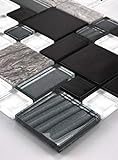 1 Matte Glasmosaik Mosaikfliesen Mosaik Marmor Glas Schwarz Grau Weiß 15x15cm