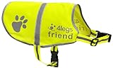 Yellow Dog Safety Reflective Lightweight Vest with Leash Hole 5 Sizes - Snap Lock Buckle Straps, High Visibility for Outdoor Activity Day and Night, Keep Your Dog Safe from Cars & Hunting Accidents