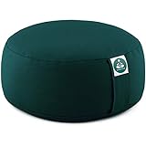 Present Mind Meditationskissen - Yogakissen Rund Zafu - Hergestellt in der EU - Sitzhöhe 16cm - Waschbarer Bezug - 100% Natürliche Yoga Sitzkissen (Smaragdgrün)