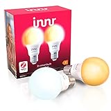 Innr E27 Smart LED Lampe Comfort, works with Philips Hue*, Alexa and Google (bridge required), 2200K - 5000K abstimmbares weißes Licht, 2-Pack, RB 279 T-2