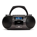 Aiwa BBTC-660DAB/BK: Tragbares Radio mit CD, Bluetooth und USB, Kassettenrecorder, RDS, FM PLL, Dab+, Fernbedienung, Schw