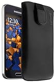 mumbi Echt Ledertasche kompatibel mit Samsung Galaxy S5 mini Hülle Leder Tasche Case Wallet, schwarz