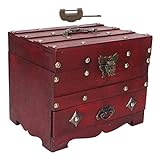 Shanrya Aufbewahrungsbox aus Holz, kleine Aufbewahrungsbox aus Holz, Geschenke, Retro-Legierung, dekorativ mit Schloss für Schmuck