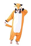 dressfan Tier Fox Kostüm Fox Pyjamas Fox Jumpsuits Nachthemden Fox Schlafoveralls Cosplay Kostüm Weihnachten Halloween Schlafanzüge für Unisex Erwachsene Damen& Herren,Orange,XXL