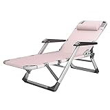 Patio Lounge ChairsFolding Recliner, Adjustable Home Office Backrest Chair, with Massage Armrests and Pillows, Portable Outdoor Garden Camping Sun Lounger, (5 Colors) (Color : Pink)