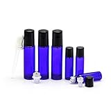 Cobalt Blue Glass Roll Flaschen für Duft ätherisches Öl, 10ml / 3 Pack, 5ml / 3 Pack, mit 2 Extra Roller Bälle, 1 ml und 3 ml Plastik Transfer Pipetten, ideal für Heim- und Reiseinsatz