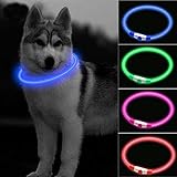 CCWW LED Leuchthalsband für Hunde USB Aufladbar LED Hundehalsband Stück hundehalsband Leuchtend Wiederaufladbares und Längenverstellbareres mit DREI Beleuchtungsmodi für Hunde und Katzen