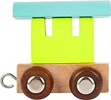 Buchstabenzug bunt | bunte Lok - farbige Waggons | Wunschname zusammenstellen | Holzeisenbahn | EbyReo® Namenszug aus Holz | personalisierbar (Endwaggon pastell)