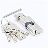 CKryzillix Zylinderschloss,Schließzylinder Türbeschläge 60 70 80 90 mm Sicherheits-Kupfer-Türschloss Zylinderinnen Schlafzimmer Wohnzimmer Verriegelungsgriff Brass Key Locking(DC 80MM)
