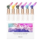 6-farbiges magisches Lippenstift-Set Feuchtigkeitsspendender Lippenstift Farbwechsel-Lippenstift Sexy Mattschimmer-Lippenbalsam Wasserdichter, langlebiger, nicht abfärbender Lipgloss-Kosmetik