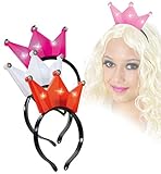 KarnevalsTeufel Haarreif Krone blinkend Prinzessin Königin Krönchen Blinkkrone Kopfschmuck Partyaccessoire (Pink)