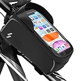VOTUKU Fahrrad Rahmentasche Lenkertasche Wasserdicht, Fahrrad Handytasche mit Großem Fassungsvermögen, Stabiler Fahrrad Handyhalterung mit extra Wasserdichter Abdeckung für 5,5 - 7,0 Zoll Smartphone