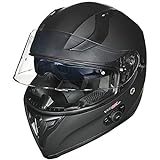 Motorradhelm Integralhelm Pinlock RT-826 COM Motorrad Roller Quad Helm, Farbe:Matt Schwarz, Größe:XS (53-54)