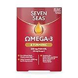 Seven Seas Omega-3 Fischöl & Turmeric (Kurkuma), Omega 3 + Vitamin D unterstützt die Gesundheit des ganzen Körpers+, Duopack: 30 Kapseln + 30 Tabletten