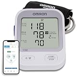 OMRON Silbernes Oberarm-Blutdruckmessgerät, klinisch validiert, medizinische Qualität, großer Bildschirm, unbegrenzte Messwerte in OMRON App, vorgeformte Manschette, Blutdruckmessg