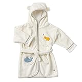 Fehn 056464 Bademantel fehnNATUR – Kuscheliges Kapuzen-Handtuch mit Tiermotiv aus 100% Bio-Baumwolle – Für Babys und Kleinkinder ab 6+ Monaten – Größe: 80 cm