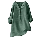 Lose Button-Down-Bluse, Oberteile, Stehkragen, langes, lässiges Damenhemd, Damenbluse Spitzen Pullover Damen (Green, M)