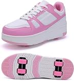 Wttagkl® Inline-Skates-Rollschuhe -verstellbare einziehbare Technologie Herren- und Damen-Inline-Skates Zwei-in-Eins-Mehrzweck-unsichtbare Rollschuhe Sportschuhe Outdoor-Trainingsschuhe,Pink B-39 EU