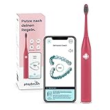 Playbrush Smart One, elektrische Schallzahnbürste mit smarter Mundhygiene-App, Andruckkontrolle zum Zahnfleischschutz, Timer, 3 Putzprogramme, 1 Aufsteckbürste, 3 Wochen Akku, coral