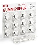LouMaxx Gummipuffer - 12 Stück transparent Ø 22mm - Gummifüsse selbstklebend mit extra starkem Halt - Premium Anschlagpuffer verhindern Rutschen und Kratzer, Anschlaglärm und Vibrationen