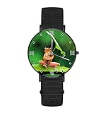 Frosch Damen-Armbanduhr, ultradünn, wasserdicht, personalisierbar, Nylonarmband