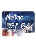 Netac Micro SD Karte 64gb Exfat 100 MB/S, MicroSDXC Speicherkarte für Smartphone, Switch, Tablet, Camera, Drone, Raspberry pi - P500 Memory Cards für Handy
