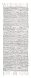 andiamo Handwebteppich Milo, Läufer, 100% Baumwolle, pflegeleicht & waschbar, einfarbig, Flickenteppich, Farbe:Schwarz-Weiß, Größe:60 x 160 cm