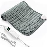 OneAmg Heizkissen mit Abschaltautomatik, Wärmekissen Elektrische mit 4-Stunden-Timer und 6 Heizstufen, Heating Pad mit Digitaler Fernbedienung, Waschmaschinenfest Heizkissen Rücken 30x60 cm G