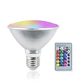 Bonlux LED Farbwechsel Lampe,Par30 LED RGBW Lampen, Dimmbare RGB-Lampe mit Fernbedienung und Timing, 20W, Farbwechsel LED-Reflektorlampe für Zuhause, Party,Wasserdicht IP65