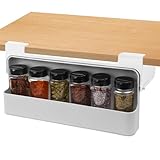 UGBO Gewürzgläser Gewürz Organizer Gewürzregal Set Schublade Ausziehbar mit 6 Gewürzdosen Leer Spice Rack zum Einhängen Kleben Küchen Zubehör Regal Gewürzregale Gewürzhalter Schrank Ohne B