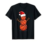 Lustiges Basketball Spieler Geschenk Schneemann Weihnachten T-Shirt