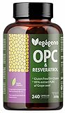 OPC Traubenkernextrakt und RESVERATROL - 240 Kapseln - Hohe Hochdosiert OPC bei 95% OPC - Natürliches starkes Antioxidans - Magnesium Stereat Frei - Dioxid Frei - NON GMO - VEGAN Friendly