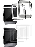 Schutzhülle mit Displayschutz für Fitbit Ionic, Inklusive 2 Stoßfesten Abdeckungen und 4 kratzfesten Displayschutzfolien