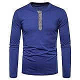 T-Shirt Herren Slim Fit Mode Bequeme Langärmelige Frühlings- Und Herbst Ferien Freizeitsport Gentleman Elegantes Boutique Herren Top Blue XL
