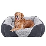 JOEJOY Hundebett Mittelgroße Grosse Hunde Hundekorb Waschbar - Flauschig Hundebett, rutschfest Hundebetten HundeköRbchen, PlüSch Hundekorb für Hunde und Katzen(L76×61×23 cm Grau)