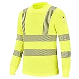 Warnschutz T-Shirt Warnschutzshirt Warnshirt Langarm (Gelb, L)
