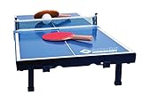 Donic-Schildkröt Tischtennis-Mini-Tisch, komplettes Set mit 2 Schlägern und 1 Ball, Platte zusammenklappbar - Aktenkoffer-Größe, Blau, Abmessungen Platte: 68 x 33 x 9 cm, 838576
