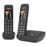 Gigaset C575A Duo - 2 Schnurlose DECT-Telefone mit Anrufbeantworter - großes Farbdisplay mit aktueller Benutzeroberfläche - Adressbuch für 200 Kontakte - Jumbo-Modus und Anrufschutz, schwarz