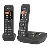 Gigaset C575A Duo - 2 Schnurlose DECT-Telefone mit Anrufbeantworter - großes Farbdisplay mit aktueller Benutzeroberfläche - Adressbuch für 200 Kontakte - Jumbo-Modus und Anrufschutz, schw