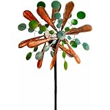 SteadyDoggie Windrad Grüner Flieger - Solarbetrieben mit Mehrfarbiger LED-Glaskugel - Kinetische Windmühle aus Metall für Zwei Windrichtungen - Einfach zu Montierende Deko Garten - 190,5x33x18