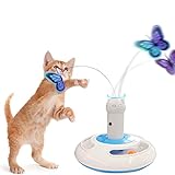 EzyReach Interaktives Katzenspielzeug, Elektrisches Mute Spielzeug für Katzen 360° Automatisch rotierende Teaser Schmetterling und Ball, Intelligenzspielzeug Spiels Schmetterlingspielzeug